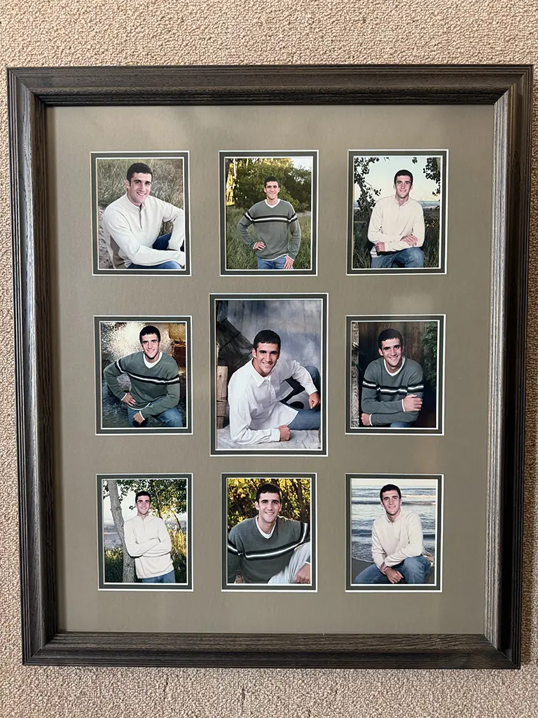 picture frame with matt cutting for several images