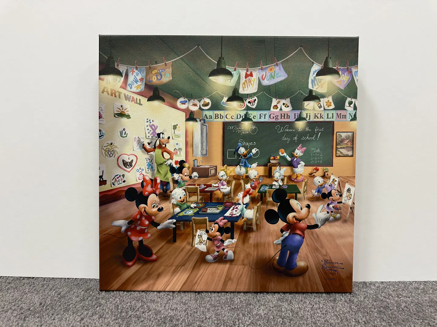 Mickey as a teacher in a school room painting