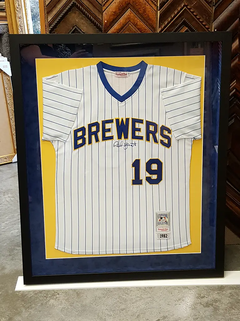 Brewers number 19 jersey in frame